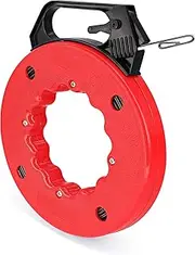 50 FT Fish Tape Wire Puller - Easy to use Cable Puller Tool with Double Loop Tip - Flexible Wire Fishing Tools for Walls and Electrical Conduit - 1/8 Steel Fish Tape Durable Housing