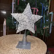 Pier One 1 Silver Sequin Star Tree Topper New Sparkle Christmas