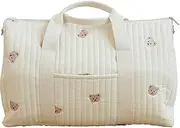 [Generic] The Tote Bag With Zip Large For Women Compartments Beach Travel Cotton Quilted Ladies White Organiser Insert Cute Gym Foldable 48cm(l)*24cm(w)*28cm(h)