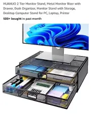 Mesh Monitor Stand with 2 Drawers