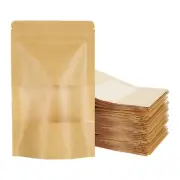 Resealable Kraft Paper Matt Window Zipper Lock Stand Up Bag Pouches Packaging