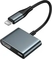 HDMI Cable for iPhone to TV, Lightning to HDMI Adapter Compatible With iPhone 14, 13, 12, 11, YouTube Output, 1080P HD, Plug and Play 6.6FT (0.49ft, Grey)