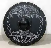 24'' Medieval Viking Wooden Design Authentic Battle-Worn Viking Shield Gift