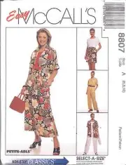 8807 UNCUT McCalls Vintage Sewing Pattern Pull on Skirt Pants Shorts Top FF SEW