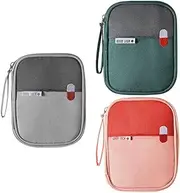 Tanoy First Aid Kit Bag Empty Travel Medication Pouch Mini Zippered Oxford Medical Survival Carrier Handy Medicine Pills Drugs Package Organizer with 3 Pocket+1 Main Holder-5.5x4.3x0.8Inch (3Pack-S)