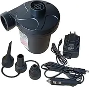 Electric Air Pump Air Mattress Portable Pump for Inflatables Couch, Pool Floats, Blow up Pool Raft Bed Boat Toy with 3 Nozzles, AC 110-240 Volt DC 12 Volt, Black