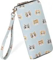 [Fanwill] Leopard Print Wallet For Women Cheetah Wristlet Purse Zip Around Card Holder, Cat Pattern, 8*4*12.in