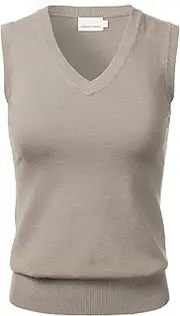 [FLORIA] Women Solid Classic V-Neck Sleeveless Pullover Sweater Vest Top