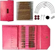 Circular Knitting Needles Set, Stainless Steel Circular Knitting Needles with Ergonomic Handles, Interchangeable Crochet Needles with Storage Bag for Blankets Hats Socks