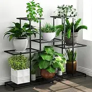Twhep Metal Plant Stand, 5 Tiers Multifunctional Plant Stands for Indoor Plants, Decorative Black Steel Plant Shelf for Indoor Outdoor Patio Garden Balcony and Yard (4 tiers 12 pots)