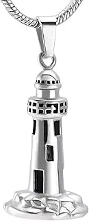 [BIAIHQIE] Stainless Steel Lighthouse Cremation Jewelry Pendant For Ashes Memorial Funeral Urn Necklace For Unisex