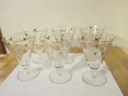 Antique Crystal, Goldtone ENCRUSTED ETCHED Shrimp/Dessert Footed Glasses, 6 NEW!