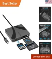 USB-C Multi-Card Reader Supports CFexpress CFast SD MicroSD Flash Drive