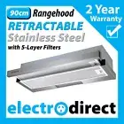 BRILCON 90cm Slideout Rangehood LED Stainless Steel 900mm Slide Out Range Hood