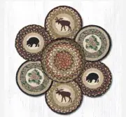 6 Braided Jute 10" Round Trivets with 1 Coordinating Basket. WILDERNESS