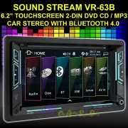 SOUND STREAM VR-63B 2-DIN 6.2" TOUCHSCREEN CD DVD MP3 USB PLAYER BLUETOOTH RADIO