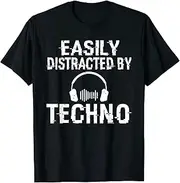 VidiAmazing Easily Distracted by Techno Music EDM Techno ds2154 T-Shirt