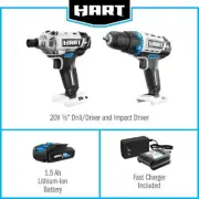 20 Volt Cordless Drill And Impact Driver 2-Piece 1/2-inch Combo Kit with Battery