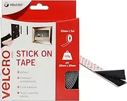 VELCRO Brand Self-Adhesive Velcro Tape Can Be Cut to Size Strong Self-Adhesive Velcro Tape with Velcro Fastening, Perfect for Room Decoration and Home Accessories, Office, Garage, Black, 20 mm x 5 m