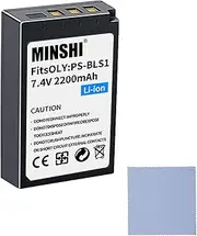 [MINSHI] PS-BLS1 Battery Compatible with Olympus Stylus 1 7.4V 2200mAh High Efficiency Battery『 CameraLens Cleaning Cloth as A Gift.』