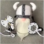 Viking Gnomes Plush Doll Decor, Unique Faux Fur Axe Soldier Gnome Sculpture Ornament, Nordic Elf Dwarf Gladiator Statue for Halloween Christmas Party Indoor Decoration (Color : C)