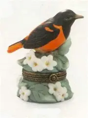 Porcelain Hinged Box Bird Baltimore Oriole Songbird Midwest, PHB New in Box