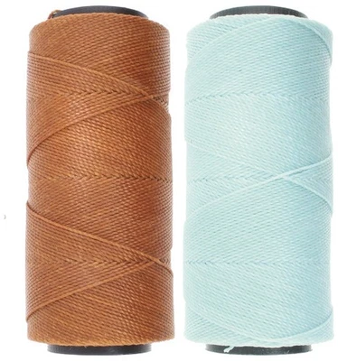 2 Knot It Waxed Polyester Cord 1mm Diameter 144M Spools (Chestnut, Seafoam)