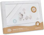 INTERBABY · Jirafa Bicicleta Flannel Bedding Set for Cot Bed White Beige · 100% Cotton · 3-Piece Winter Bed Sheet for Babies