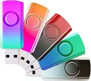 5 Pack 32GB USB Flash Drives Gradient Color USB 2.0 Memory Stick Wholesale Bulk Swivel Design Thumb Drive for Data Storage