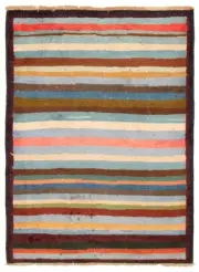 Vintage Hand-Knotted Area Rug 3'9" x 4'11" Traditional Wool Carpet