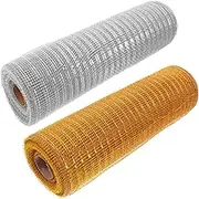 10 Yard Plastic Mesh Rolls 2 Rolls 10 Inch Diameter for Christmas Tree Decor Floral Craft DIY Wreath Making Decorative Ribbon Sets