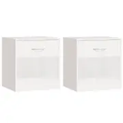 vidaXL 2x Nightstands with Drawer White Bedroom Bedside Table Cabinet Stand