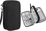 T Tersely Electronics Accessories Organizer Pouch Bag, Double Layers Electronic Organiser Travel Cable Gadget Bag for Cable, Phone, SD Card (Classic Black)