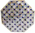 18" Marble Coffee Table Top Sea Shells And Lapis Random Inlay Art Handmade Decor