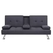 3 Seater Sofa Bed Recliner Futon (Dark Grey)