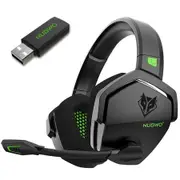 G06 Dual Wireless Gaming Headset with Microphone for PS5, PS4, PC, Low Latency Audio, 40-Hour of Playtime, 50mm Drivers (Black-Green)