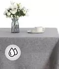 ANUWAA Dark Grey Rectangle Tablecloth, Wrinkle Resistant & Waterproof Linen Fabr