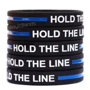 5 HOLD THE LINE Wristbands - Silicone Awareness Bracelets with Thin Blue Line