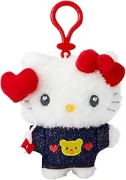 Sanrio 181757 Mascot Holder (Denim Patch) Hello Kitty Plush Keychain