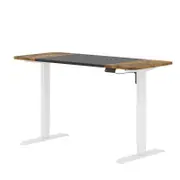 Advwin Electric Standing Desk Adjustable Height Ergonomic Sit Stand up Table 140cm Black+Walnut Splice Board Top+White Frame