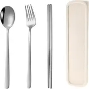Tongke Portable Cutlery Set, Chopsticks Spoon Fork with Case Utensils Set, Reusable Stainless Steel Travel Camping Flatware Set