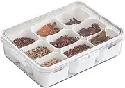 Condiment Storage Box with Lid - Multifunctional 9 Grid Condiment Organizer, Kitchen Storage Box | Large Capacity Condiment Box featuring a large capacity design allows you to use the condiment