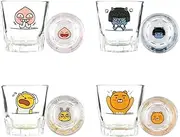 Kakao Ryan Signature Soju Glass 소주 소주잔 Korean Soju Alcohol Shot Glasses Glassware Set of 4 Apeach Neo Muzi