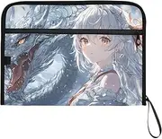 YMXFXP Expandable Filing Folder Anime Dragon Woman, 13-Pocket Funny Cute Design with Sticky Labels, A4 Letter Size Document Organizer for Office, School, Boys, Girls