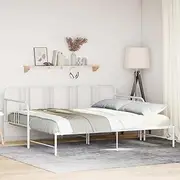 vidaxl Metal daybed with Trundle - White Sofa/Bed 193.5x189 cm Single Twin Versatile for Bedroom/Living Room