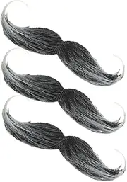 Artificial Beard Set Realistic Fake Mustache Comfortable Fit for Cosplay Events Black