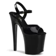 Pleaser XTREME-809 Extreme Platform Sandals Black Patent Table Dance Pole Dance