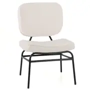 Giantex Upholstered Accent Chair Modern Side Chair w/Metal Frame Sherpa Chair White