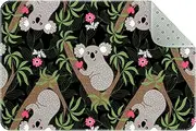 Entrance Doormats for Indoor Outdoor Entry Garage High Traffic Areas Shoe Rugs, Super Absorbent Door Mats Cute Cartoon Koala with Heart 35 x 24 Inch