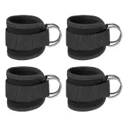 4Pcs Ankle Strap for Cable Machine, Gym Cable Kickback Ankle Wraps, Black